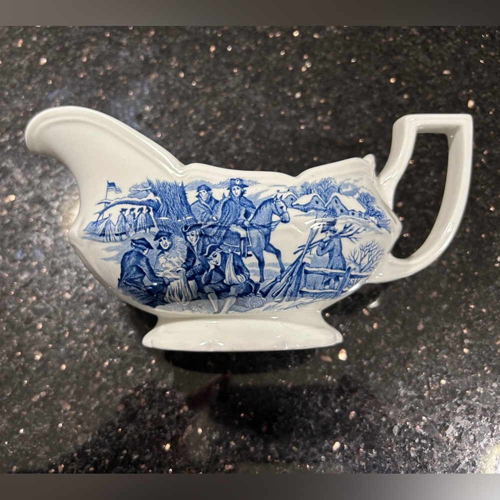 Royal Staffordshire Blue and White porcelain gravy boat
